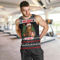 Meowy Catmas Men Tank Top with Tabby Cat Santa Hat and Christmas Tree Gift Pattern Design - Wonder Print Shop