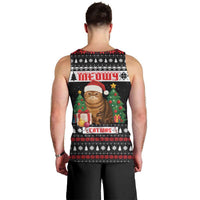 Meowy Catmas Men Tank Top with Tabby Cat Santa Hat and Christmas Tree Gift Pattern Design - Wonder Print Shop
