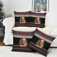 Meowy Catmas Pillow Cover with Tabby Cat Santa Hat and Christmas Tree Gift Pattern Design - Wonder Print Shop