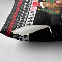 Meowy Catmas Pillow Cover with Tabby Cat Santa Hat and Christmas Tree Gift Pattern Design - Wonder Print Shop