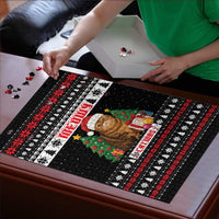 Meowy Catmas Puzzle with Tabby Cat Santa Hat and Christmas Tree Gift Pattern Design - Wonder Print Shop