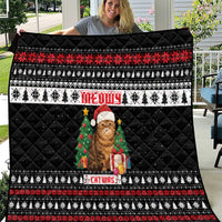 Meowy Catmas Quilt with Tabby Cat Santa Hat and Christmas Tree Gift Pattern Design - Wonder Print Shop