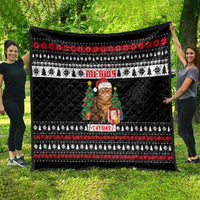 Meowy Catmas Quilt with Tabby Cat Santa Hat and Christmas Tree Gift Pattern Design - Wonder Print Shop