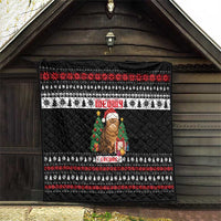 Meowy Catmas Quilt with Tabby Cat Santa Hat and Christmas Tree Gift Pattern Design - Wonder Print Shop
