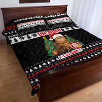 Meowy Catmas Quilt Bed Set with Tabby Cat Santa Hat and Christmas Tree Gift Pattern Design - Wonder Print Shop