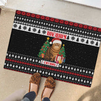 Meowy Catmas Rubber Doormat with Tabby Cat Santa Hat and Christmas Tree Gift Pattern Design - Wonder Print Shop