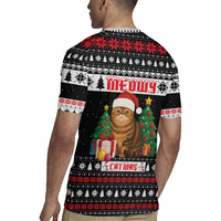 Meowy Catmas Rugby Jersey with Tabby Cat Santa Hat and Christmas Tree Gift Pattern Design - Wonder Print Shop