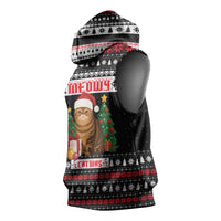 Meowy Catmas Sleeveless Hoodie with Tabby Cat Santa Hat and Christmas Tree Gift Pattern Design - Wonder Print Shop