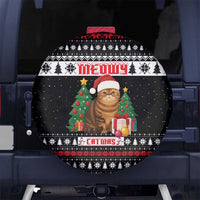 Meowy Catmas Spare Tire Cover with Tabby Cat Santa Hat and Christmas Tree Gift Pattern Design - Wonder Print Shop