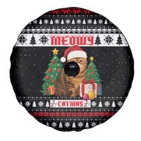 Meowy Catmas Spare Tire Cover with Tabby Cat Santa Hat and Christmas Tree Gift Pattern Design - Wonder Print Shop