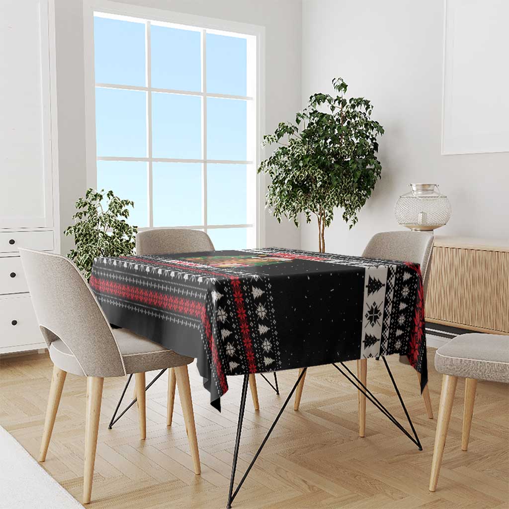 Meowy Catmas Tablecloth with Tabby Cat Santa Hat and Christmas Tree Gift Pattern Design - Wonder Print Shop