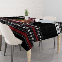 Meowy Catmas Tablecloth with Tabby Cat Santa Hat and Christmas Tree Gift Pattern Design - Wonder Print Shop