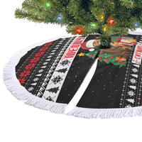 Meowy Catmas Tree Skirt with Tabby Cat Santa Hat and Christmas Tree Gift Pattern Design - Wonder Print Shop