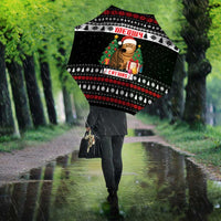 Meowy Catmas Umbrella with Tabby Cat Santa Hat and Christmas Tree Gift Pattern Design - Wonder Print Shop