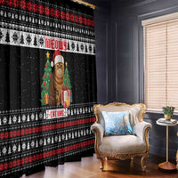 Meowy Catmas Window Curtain with Tabby Cat Santa Hat and Christmas Tree Gift Pattern Design - Wonder Print Shop