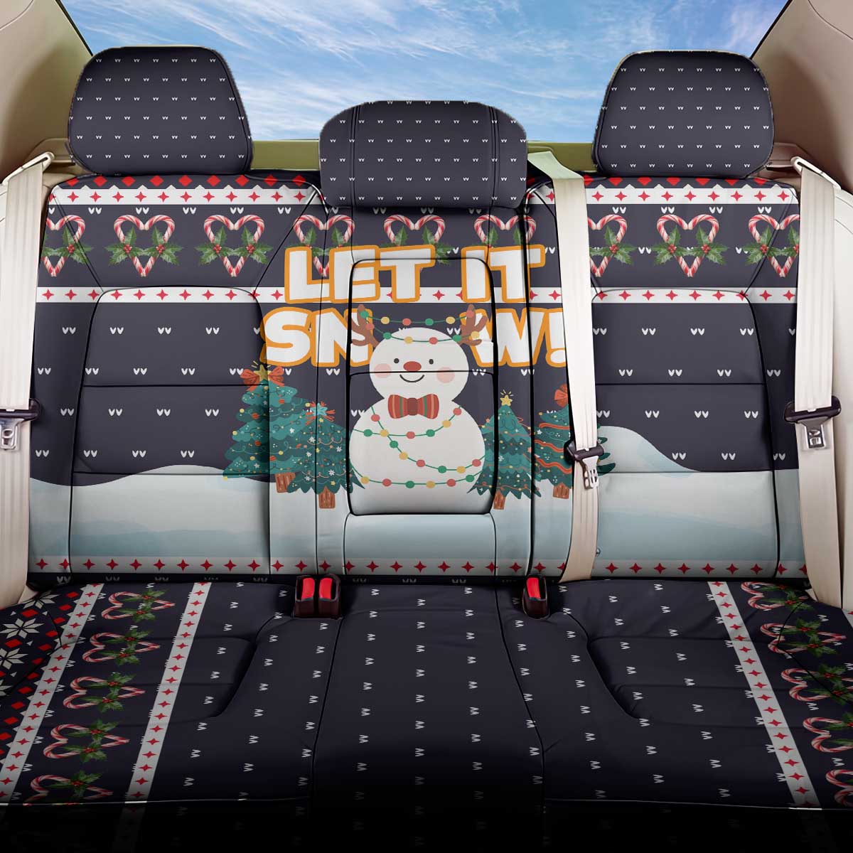 Let It Snow Christmas Back Car Seat Cover Funny Xmas Holiday Patterns - Wonder Print Shop