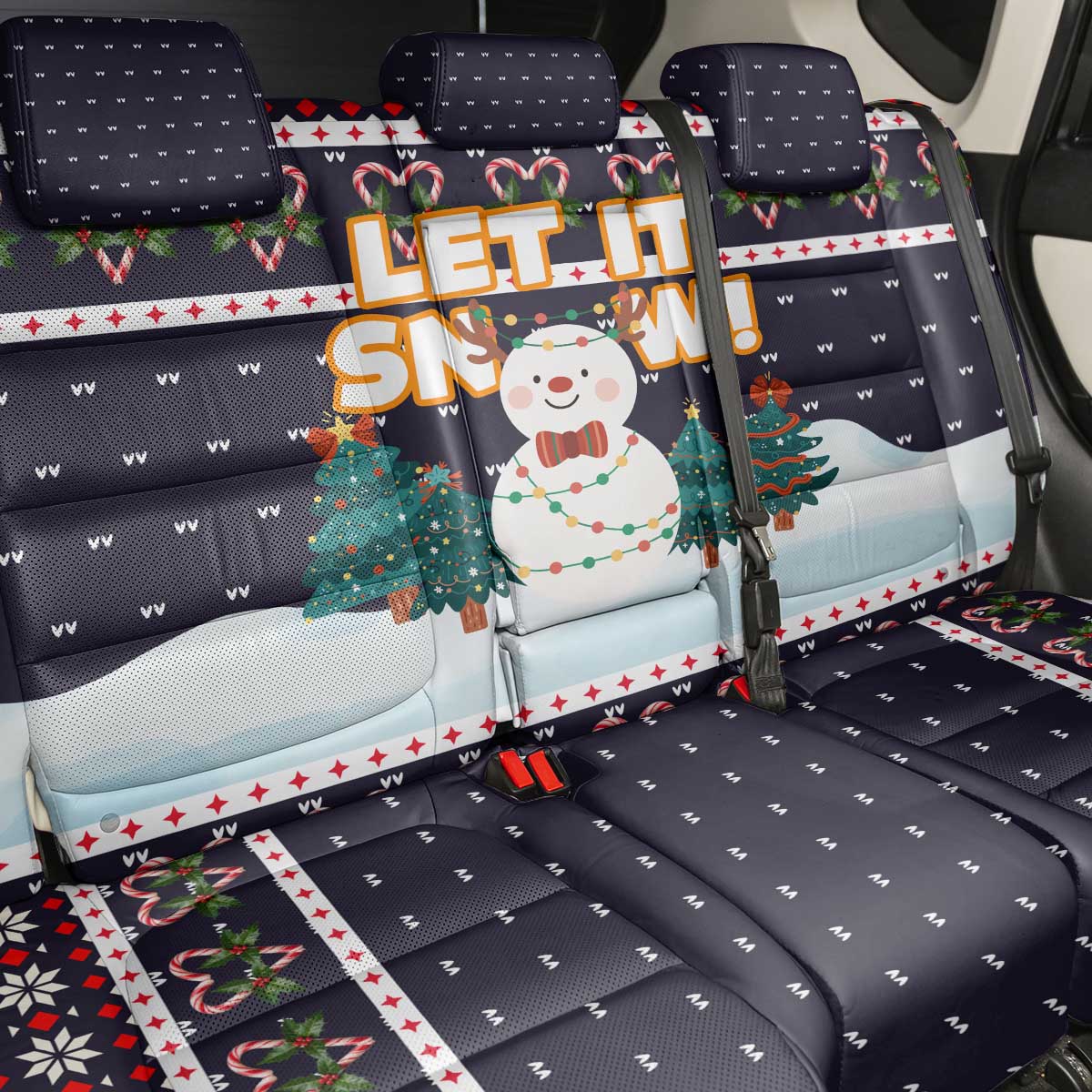 Let It Snow Christmas Back Car Seat Cover Funny Xmas Holiday Patterns - Wonder Print Shop