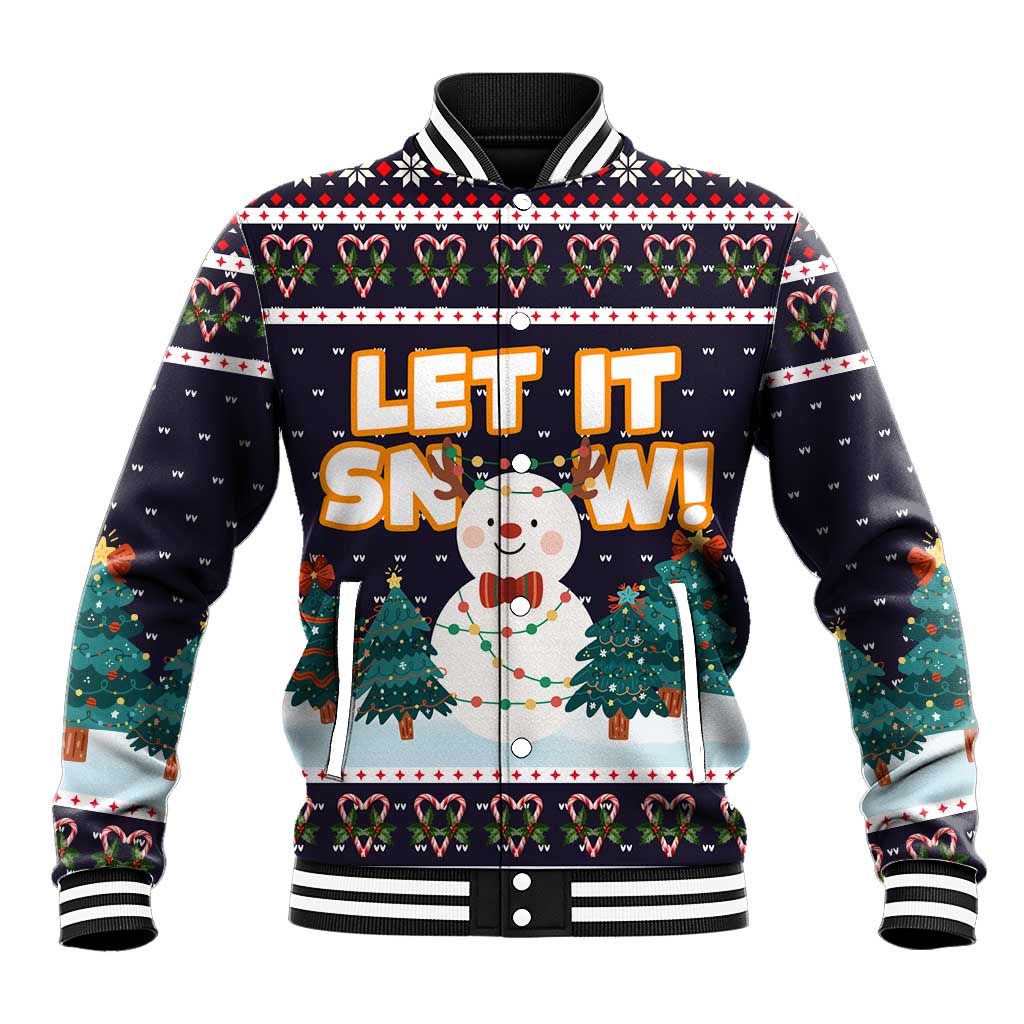 Let It Snow Christmas Baseball Jacket Funny Xmas Holiday Patterns - Wonder Print Shop