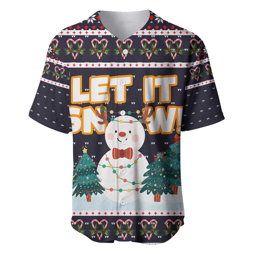 Let It Snow Christmas Baseball Jersey Funny Xmas Holiday Patterns - Wonder Print Shop