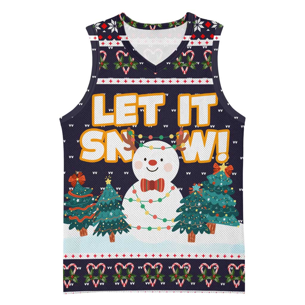 Let It Snow Christmas Basketball Jersey Funny Xmas Holiday Patterns - Wonder Print Shop