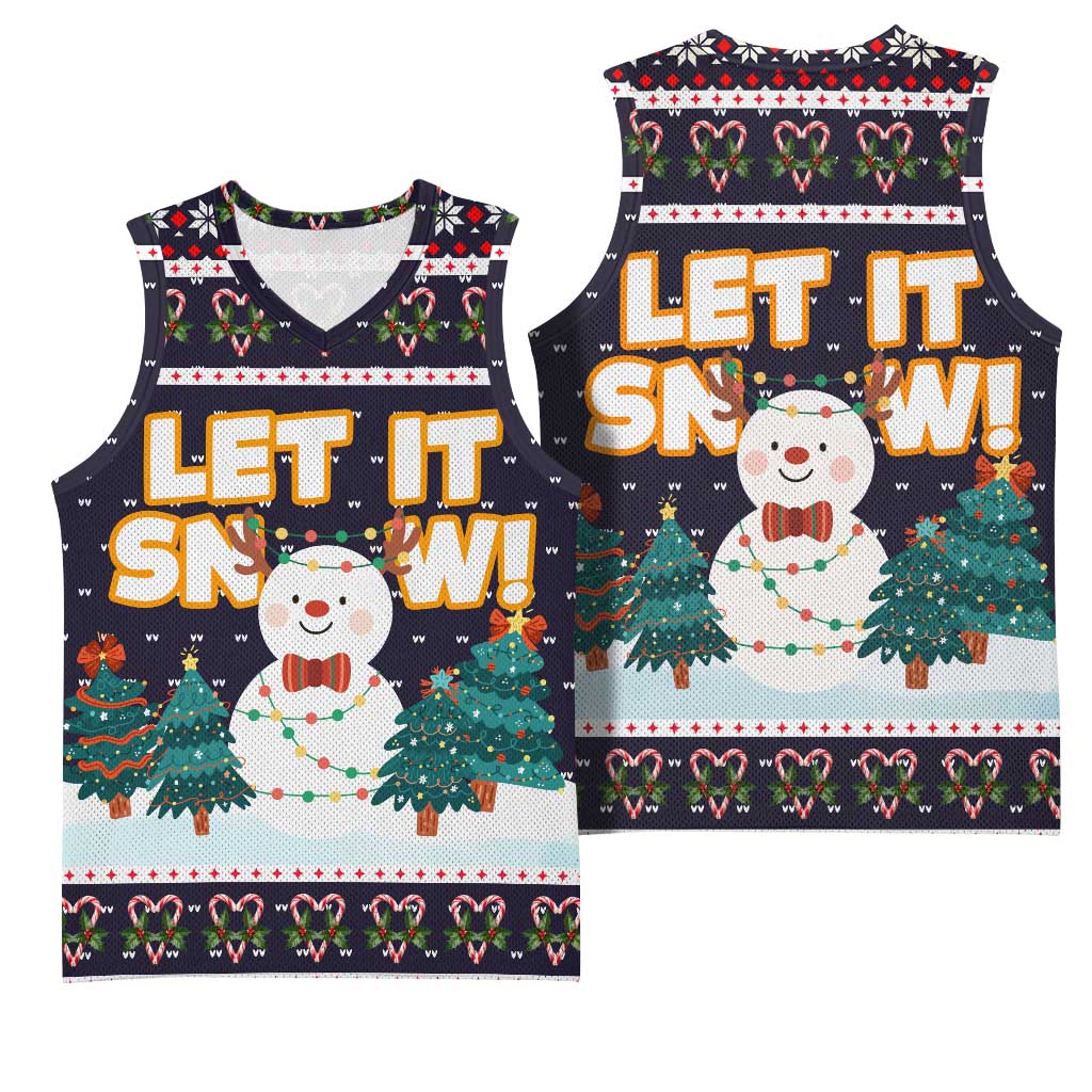 Let It Snow Christmas Basketball Jersey Funny Xmas Holiday Patterns - Wonder Print Shop
