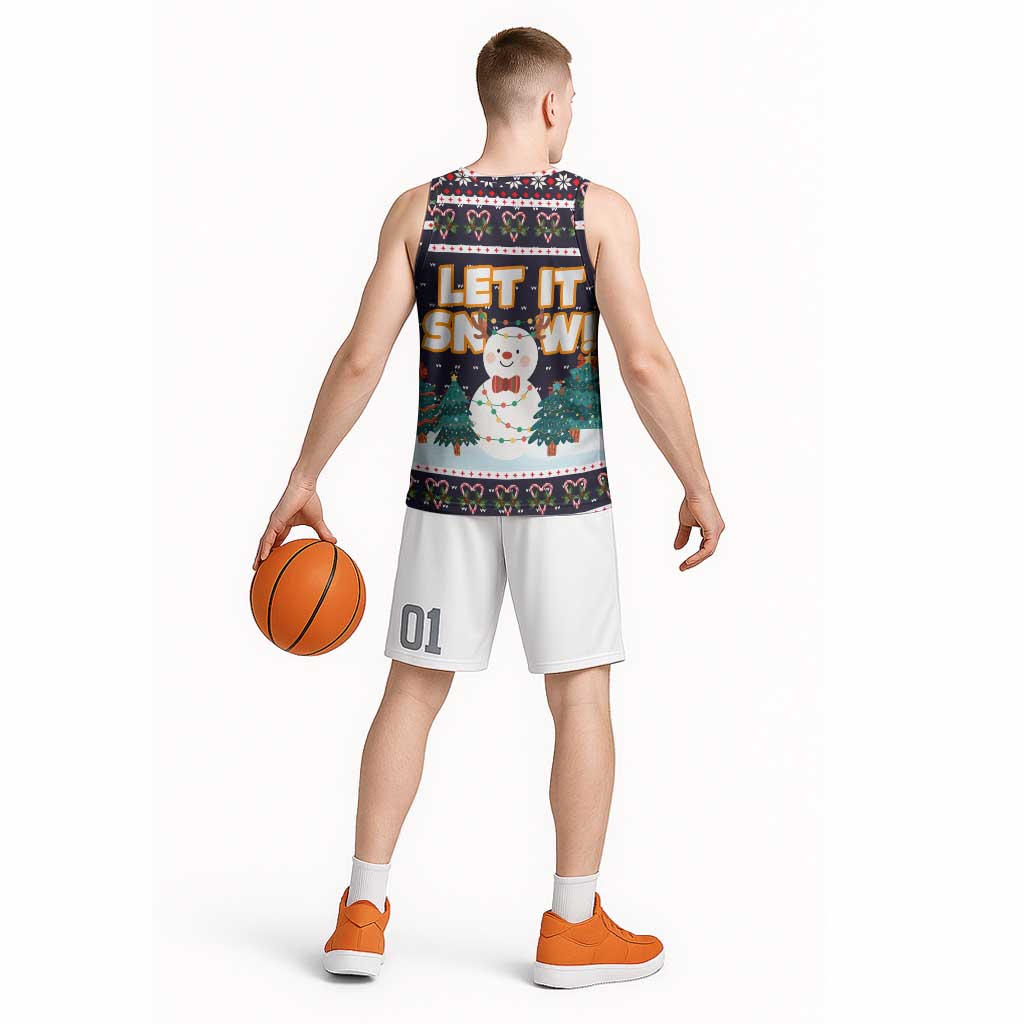 Let It Snow Christmas Basketball Jersey Funny Xmas Holiday Patterns - Wonder Print Shop