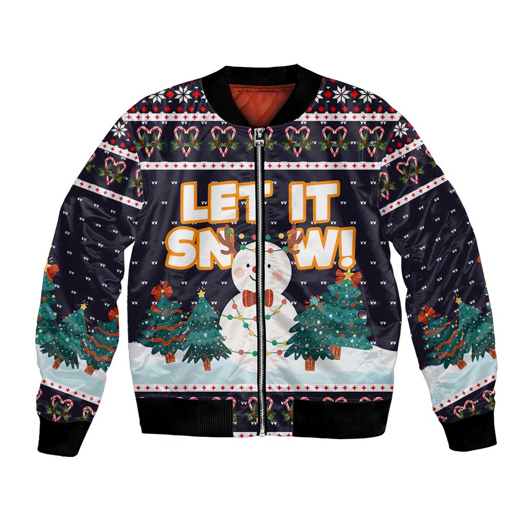 Let It Snow Christmas Bomber Jacket Funny Xmas Holiday Patterns - Wonder Print Shop
