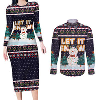 Let It Snow Christmas Couples Matching Long Sleeve Bodycon Dress and Long Sleeve Button Shirt Funny Xmas Holiday Patterns - Wonder Print Shop