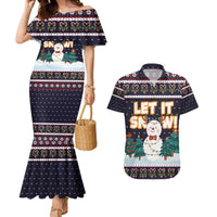 Let It Snow Christmas Couples Matching Mermaid Dress and Hawaiian Shirt Funny Xmas Holiday Patterns - Wonder Print Shop