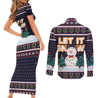 Let It Snow Christmas Couples Matching Short Sleeve Bodycon Dress and Long Sleeve Button Shirt Funny Xmas Holiday Patterns - Wonder Print Shop