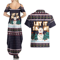 Let It Snow Christmas Couples Matching Summer Maxi Dress and Hawaiian Shirt Funny Xmas Holiday Patterns - Wonder Print Shop