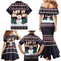 Let It Snow Christmas Family Matching Mermaid Dress and Hawaiian Shirt Funny Xmas Holiday Patterns - Wonder Print Shop
