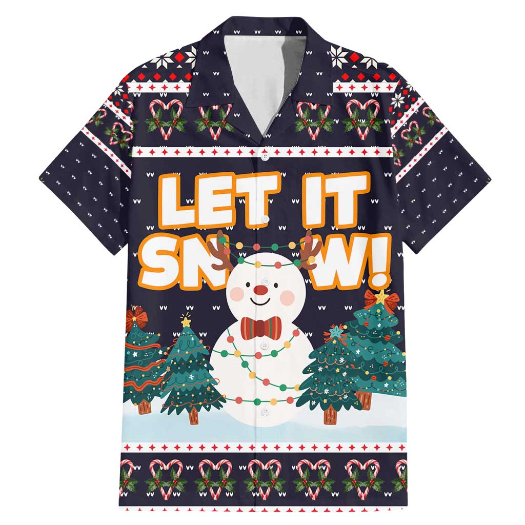 Let It Snow Christmas Family Matching Mermaid Dress and Hawaiian Shirt Funny Xmas Holiday Patterns - Wonder Print Shop