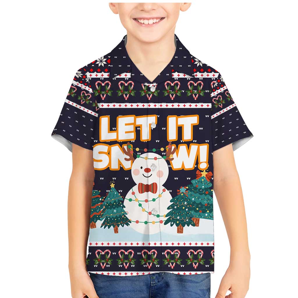 Let It Snow Christmas Family Matching Mermaid Dress and Hawaiian Shirt Funny Xmas Holiday Patterns - Wonder Print Shop