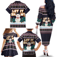 Let It Snow Christmas Family Matching Off The Shoulder Long Sleeve Dress and Hawaiian Shirt Funny Xmas Holiday Patterns - Wonder Print Shop