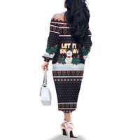 Let It Snow Christmas Family Matching Off The Shoulder Long Sleeve Dress and Hawaiian Shirt Funny Xmas Holiday Patterns - Wonder Print Shop