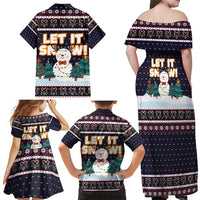 Let It Snow Christmas Family Matching Off Shoulder Maxi Dress and Hawaiian Shirt Funny Xmas Holiday Patterns - Wonder Print Shop