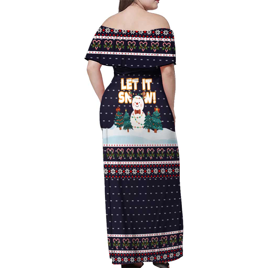 Let It Snow Christmas Family Matching Off Shoulder Maxi Dress and Hawaiian Shirt Funny Xmas Holiday Patterns - Wonder Print Shop
