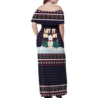 Let It Snow Christmas Family Matching Off Shoulder Maxi Dress and Hawaiian Shirt Funny Xmas Holiday Patterns - Wonder Print Shop