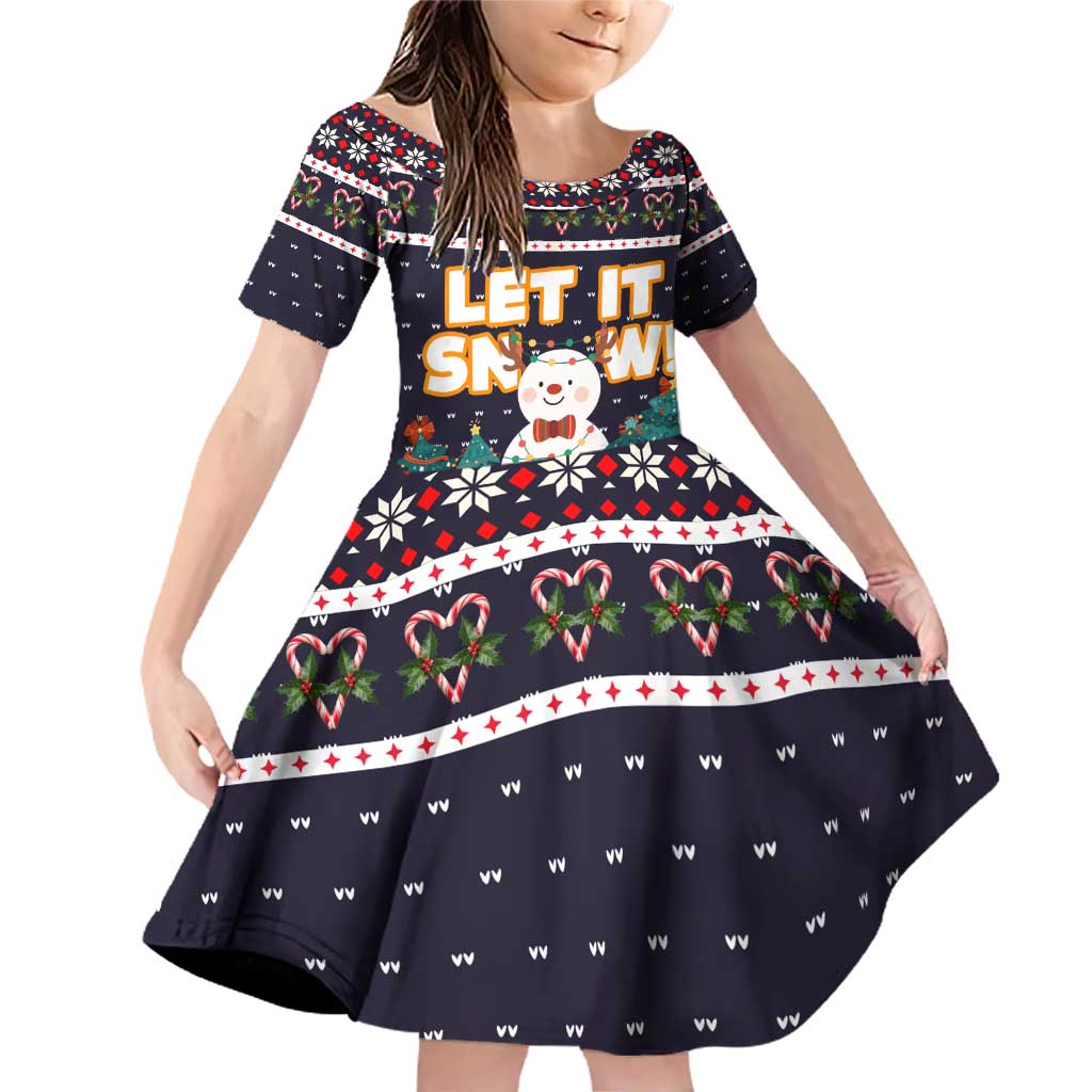 Let It Snow Christmas Family Matching Off Shoulder Short Dress and Hawaiian Shirt Funny Xmas Holiday Patterns - Wonder Print Shop