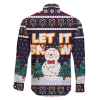 Let It Snow Christmas Family Matching Off Shoulder Short Dress and Hawaiian Shirt Funny Xmas Holiday Patterns - Wonder Print Shop