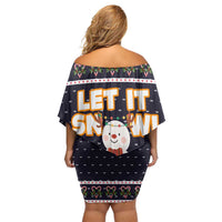 Let It Snow Christmas Family Matching Off Shoulder Short Dress and Hawaiian Shirt Funny Xmas Holiday Patterns - Wonder Print Shop