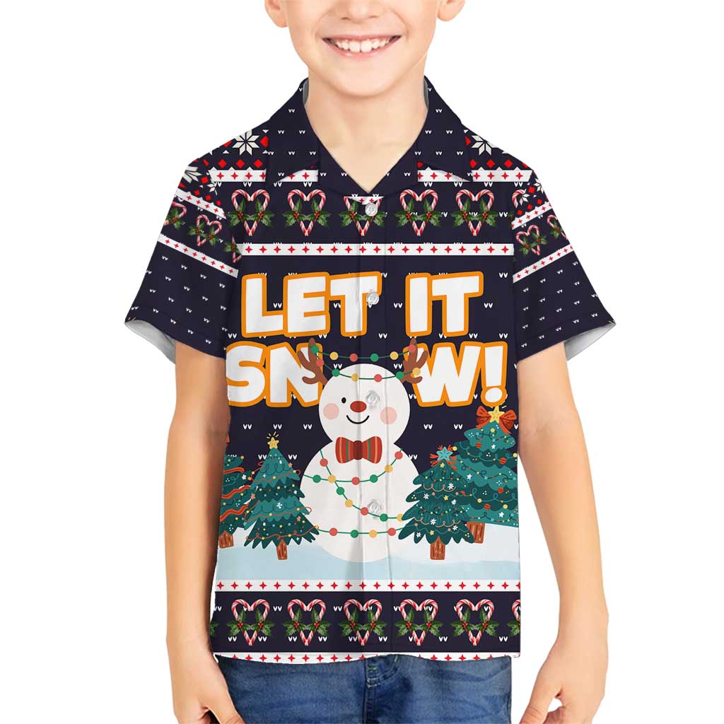 Let It Snow Christmas Family Matching Off Shoulder Short Dress and Hawaiian Shirt Funny Xmas Holiday Patterns - Wonder Print Shop