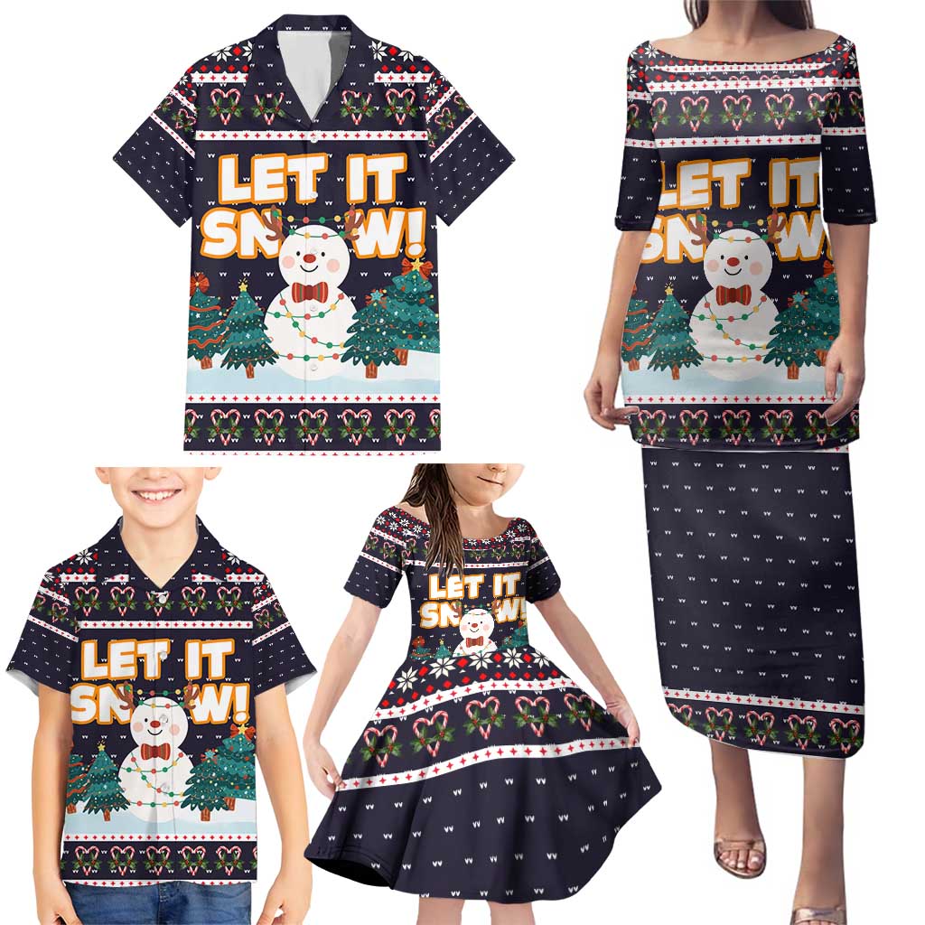 Let It Snow Christmas Family Matching Puletasi and Hawaiian Shirt Funny Xmas Holiday Patterns - Wonder Print Shop
