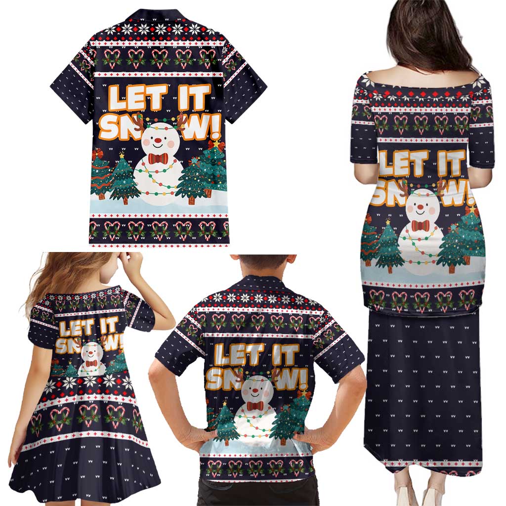 Let It Snow Christmas Family Matching Puletasi and Hawaiian Shirt Funny Xmas Holiday Patterns - Wonder Print Shop
