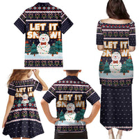 Let It Snow Christmas Family Matching Puletasi and Hawaiian Shirt Funny Xmas Holiday Patterns - Wonder Print Shop