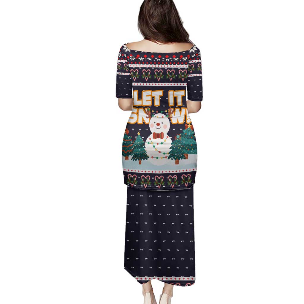 Let It Snow Christmas Family Matching Puletasi and Hawaiian Shirt Funny Xmas Holiday Patterns - Wonder Print Shop