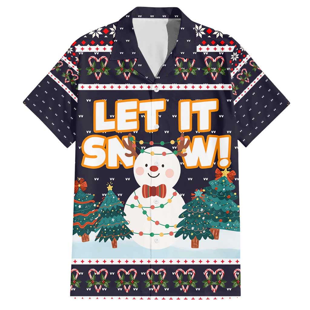 Let It Snow Christmas Family Matching Short Sleeve Bodycon Dress and Hawaiian Shirt Funny Xmas Holiday Patterns - Wonder Print Shop