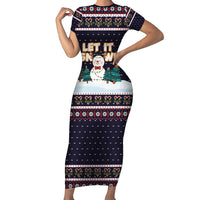 Let It Snow Christmas Family Matching Short Sleeve Bodycon Dress and Hawaiian Shirt Funny Xmas Holiday Patterns - Wonder Print Shop