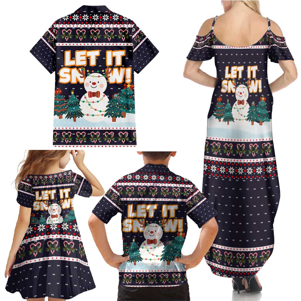 Let It Snow Christmas Family Matching Summer Maxi Dress and Hawaiian Shirt Funny Xmas Holiday Patterns - Wonder Print Shop